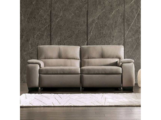 Balderico Taupe Real Italian Leather Power Reclining Sofa - Ornate Home