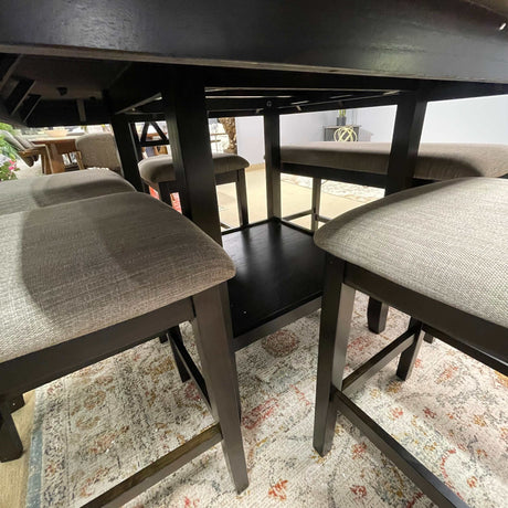 Balin Dark Brown Counter Height Dining Room Set / 6pc - Ornate Home