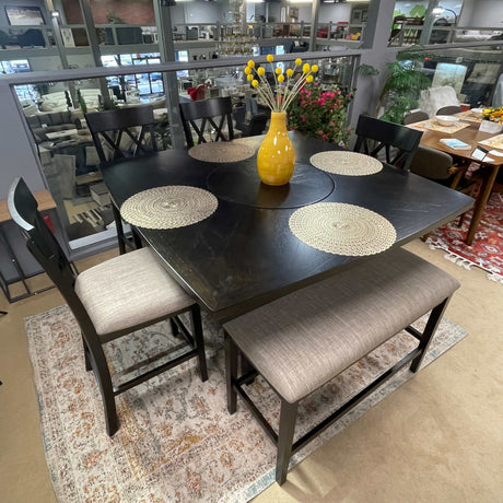 Balin Dark Brown Counter Height Dining Room Set / 6pc - Ornate Home