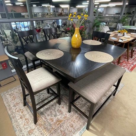 Balin Dark Brown Counter Height Dining Room Set / 6pc - Ornate Home