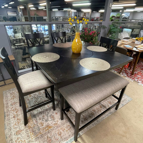 Balin Dark Brown Counter Height Dining Room Set / 6pc - Ornate Home