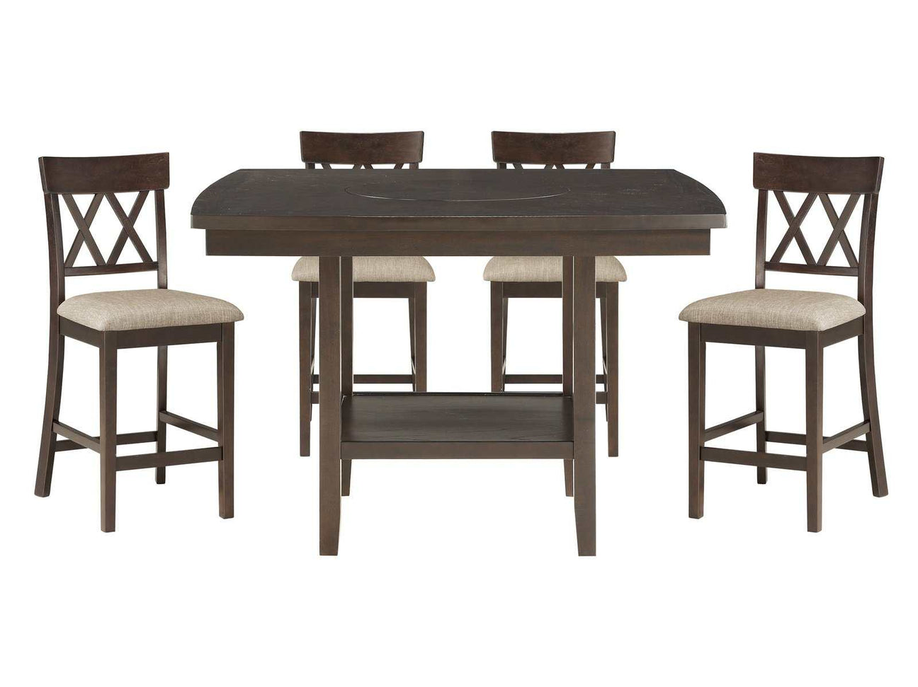 Balin Dark Brown Counter Height Dining Set / 5pc - Ornate Home