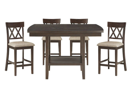 Balin Dark Brown Counter Height Dining Set / 5pc - Ornate Home