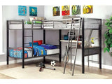 Ballarat Silver Gray L-shaped Triple Twin Bunk Bed w/ Desk - Ornate Home