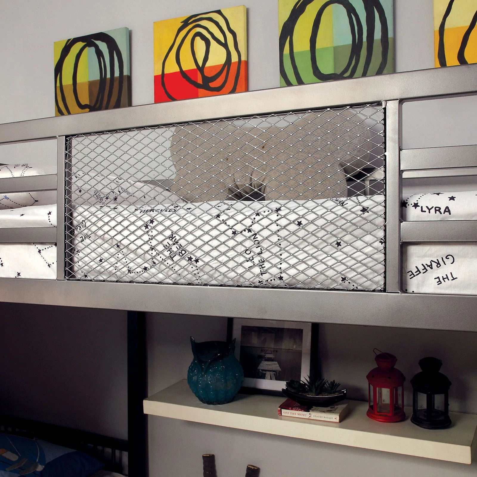 Ballarat Silver Gray L-shaped Triple Twin Bunk Bed w/ Desk - Ornate Home