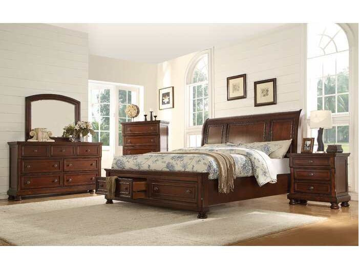Baltimore Dark Walnut Queen Storage Bedroom Set / 5pc - Ornate Home