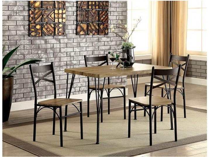Banbury Dark Bronze & Natural 5pc Dining Room Set - Ornate Home