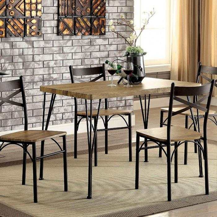 Banbury Dark Bronze & Natural 5pc Dining Room Set - Ornate Home