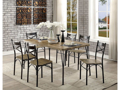 Banbury Dark Bronze & Natural 7pc Dining Room Set - Ornate Home