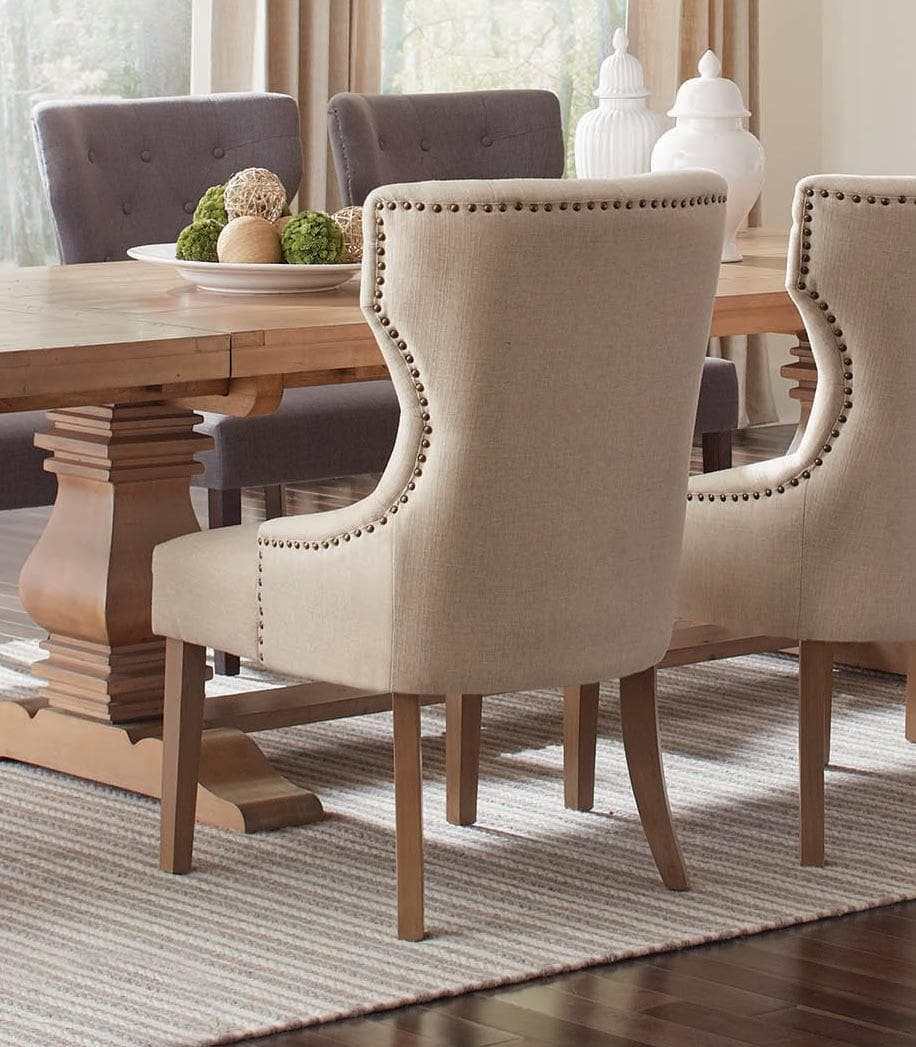 Baney Beige and Rustic Honey Tufted Uph. Side Chair - Ornate Home