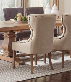 Baney Beige and Rustic Honey Tufted Uph. Side Chair - Ornate Home