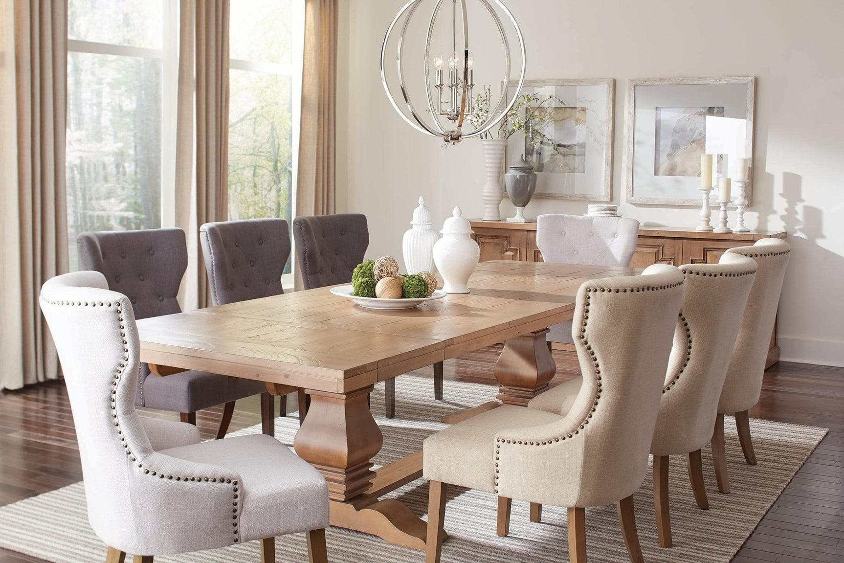 Baney Beige and Rustic Honey Tufted Uph. Side Chair - Ornate Home