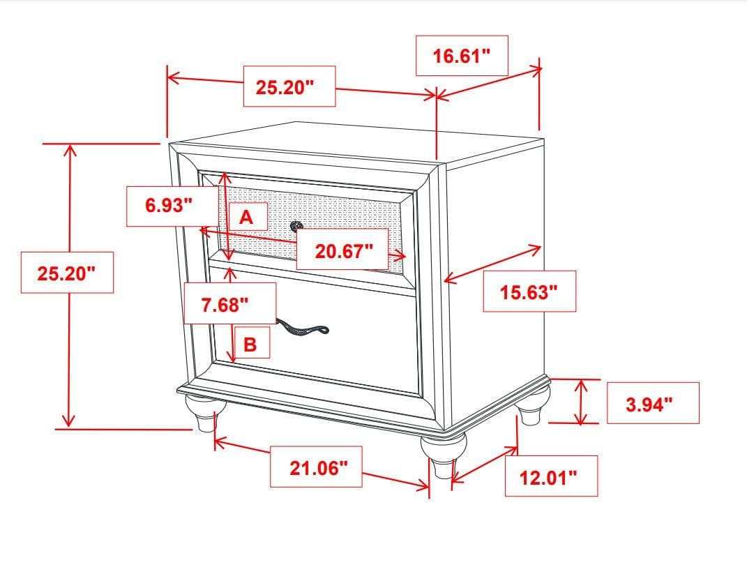 Barzini Black Nightstand - Ornate Home
