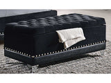 Barzini Black Velvet Upholstered Tufted Storage Bench - Ornate Home