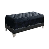 Barzini Black Velvet Upholstered Tufted Storage Bench - Ornate Home