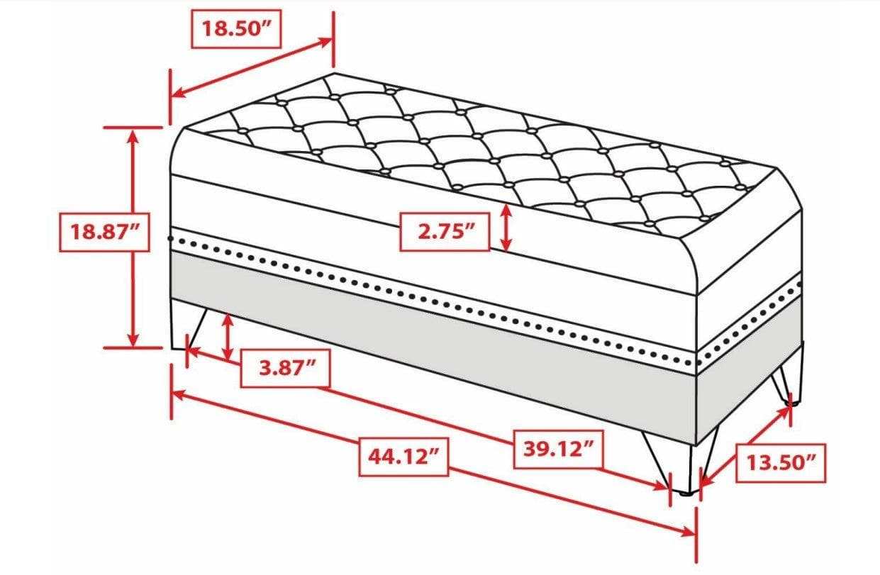 Barzini Black Velvet Upholstered Tufted Storage Bench - Ornate Home