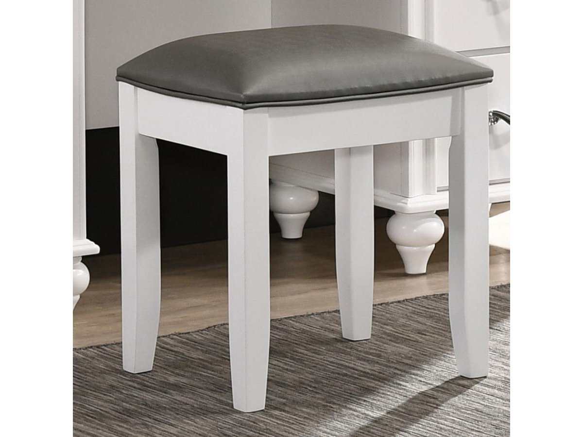 Barzini Metallic & White Vanity Stool - Ornate Home