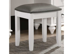 Barzini Metallic & White Vanity Stool - Ornate Home