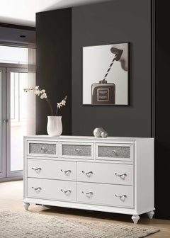 Barzini White 5pc California King Panel Bedroom Set - Ornate Home