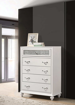 Barzini White 5pc California King Panel Bedroom Set - Ornate Home