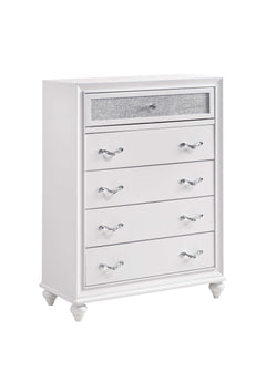 Barzini White 5pc California King Panel Bedroom Set - Ornate Home
