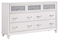 Barzini White / Grey Queen Bed 5 Pc Set - Ornate Home