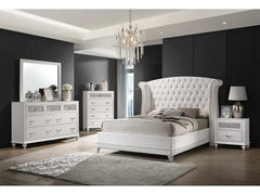 Barzini White Eastern King Bed 4 Pc Set - Ornate Home