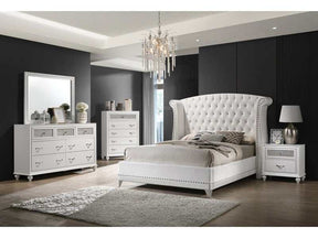 Barzini White Eastern King Bed 4 Pc Set - Ornate Home