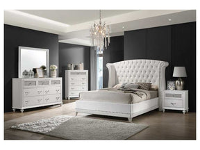 Barzini White Eastern King Bed 5 Pc Set - Ornate Home