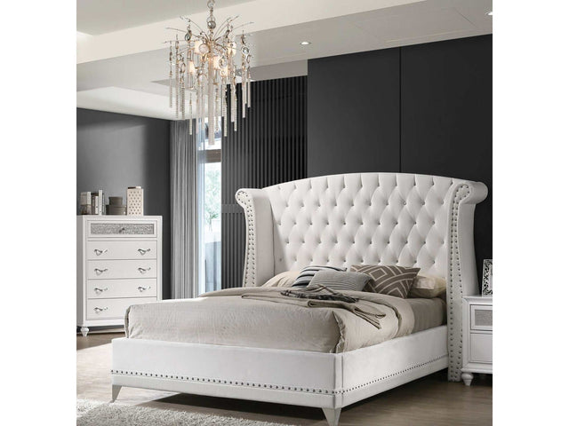 Barzini White Eastern King Bed - Ornate Home