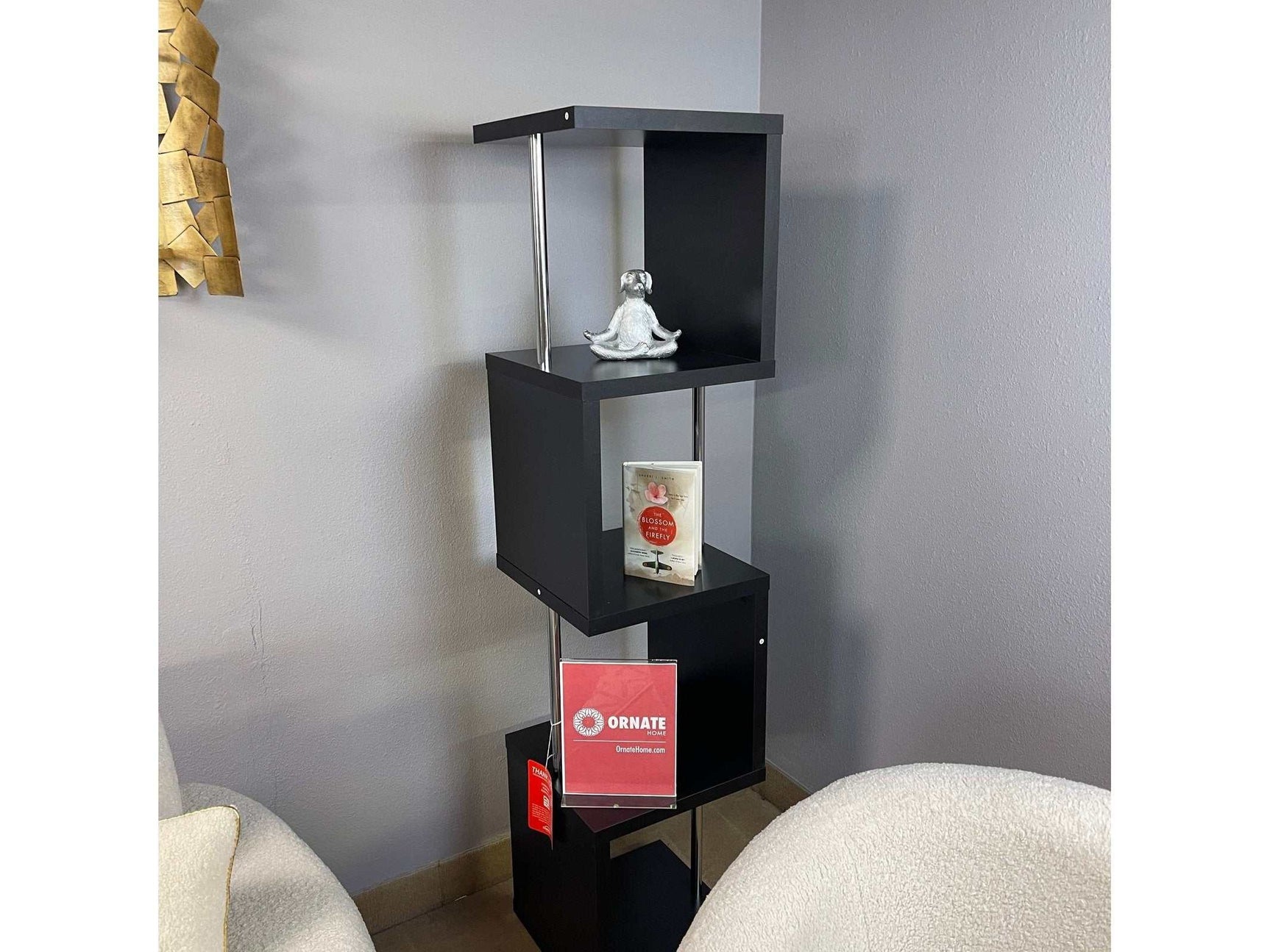 Baxter Black & Chrome Bookcase - Ornate Home