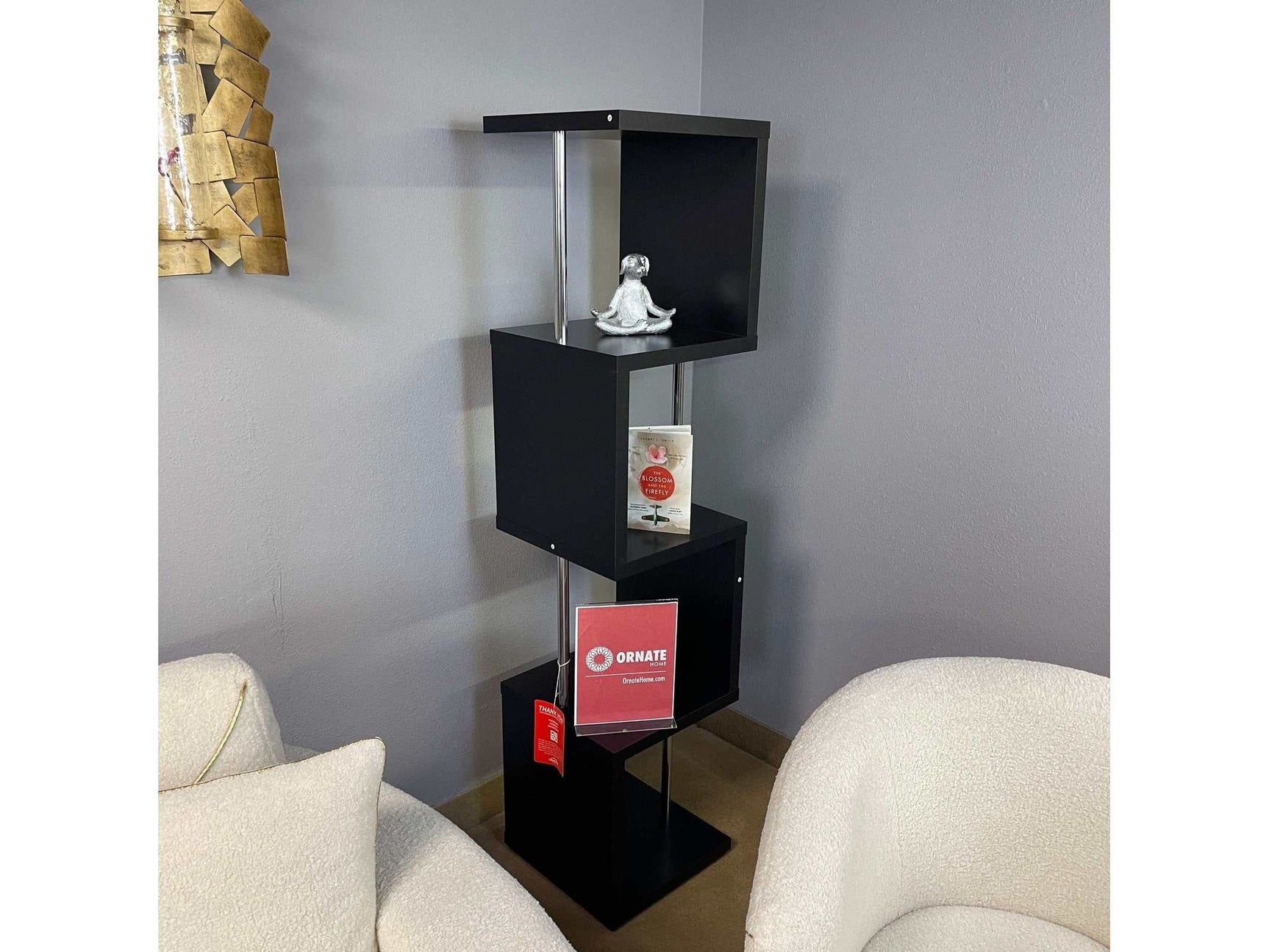 Baxter Black & Chrome Bookcase - Ornate Home