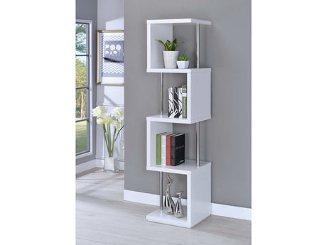 Baxter White & Chrome Bookcase - Ornate Home