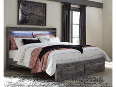 Baystorm Gray King Panel Bed w/ 2 Storage Drawers - Ornate Home
