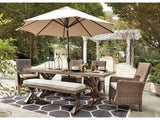 Beachcroft Beige Dining Table w/ Umbrella Option - Ornate Home