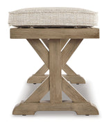 Beachcroft Beige Outdoor Bench w/ Cushion - Ornate Home