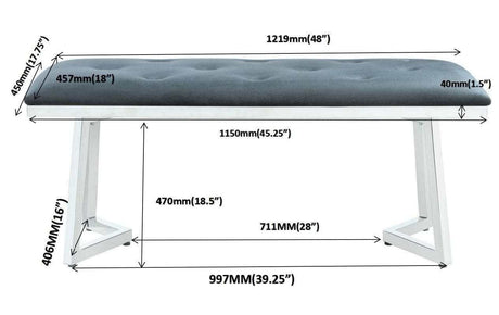 Beaufort Dark Grey Bench - Ornate Home