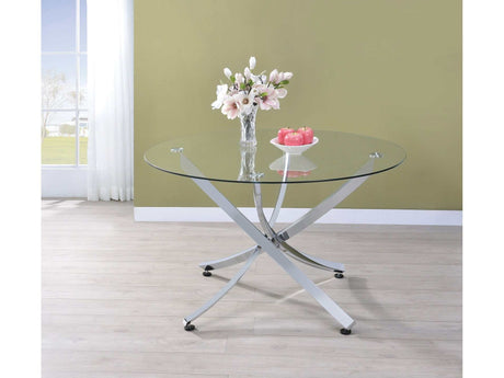 Beckham Chrome & Clear Round Dining Table - Ornate Home