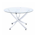 Beckham Chrome & Clear Round Dining Table - Ornate Home