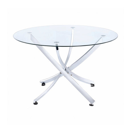 Beckham Chrome & Clear Round Dining Table - Ornate Home