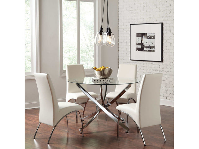 Beckham Chrome / White 5 Pc Dining Set - Ornate Home