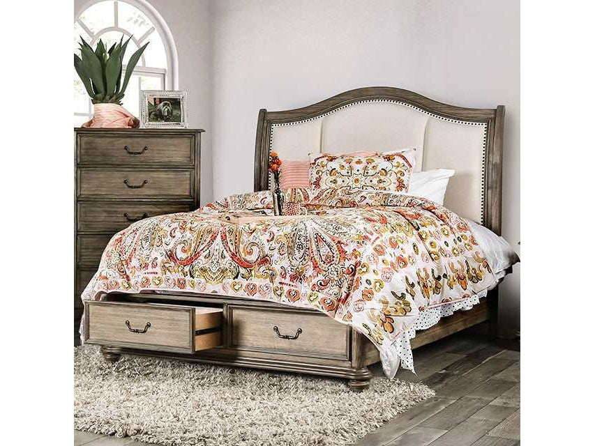 Belgrade i Rustic Natural Tone/Ivory Queen Bed - Ornate Home