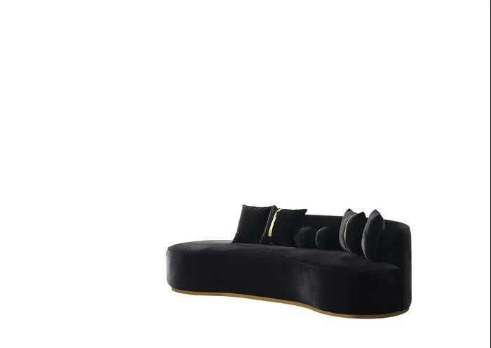 Belinda Black Velvet Curved Chaise Lounge - Ornate Home