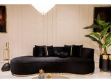 Belinda Black Velvet Curved Chaise Lounge - Ornate Home