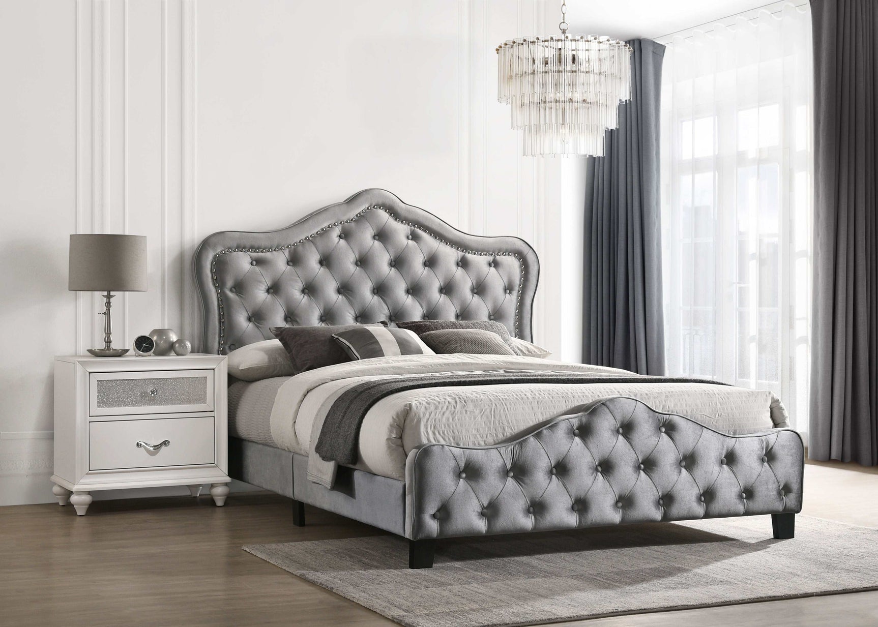 Bella Grey Eastern King Bed - Ornate Home