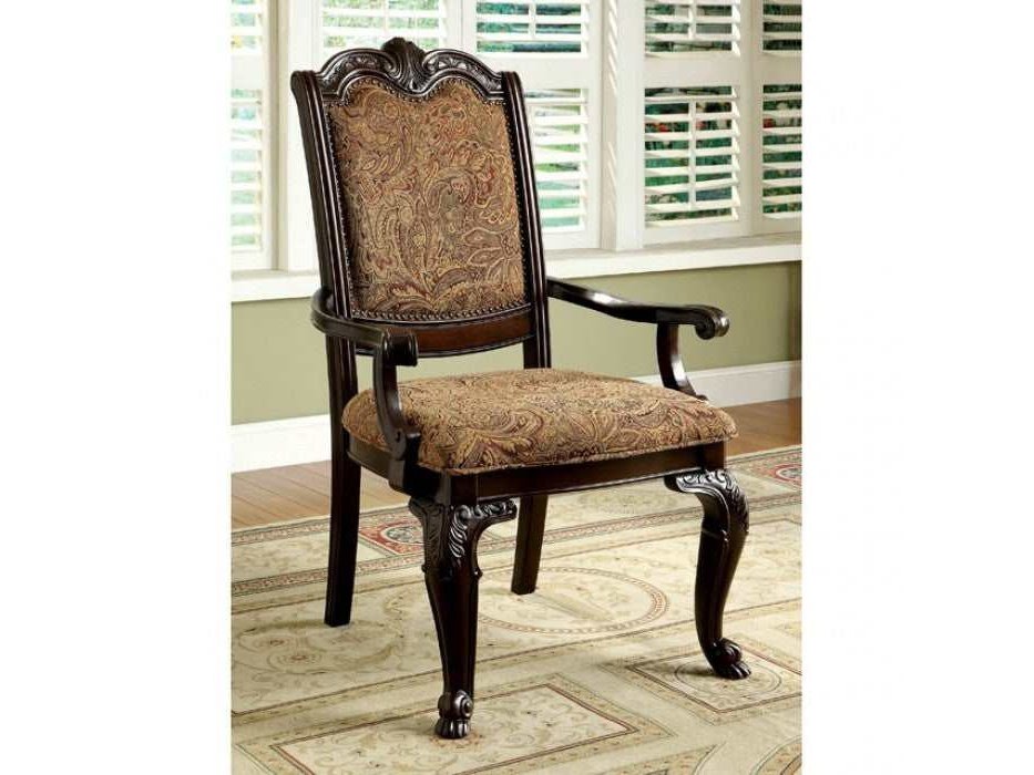Bellagio Brown Cherry/Brown Fabric Dining Armchair (Set of 2) - Ornate Home