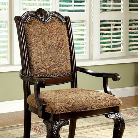 Bellagio Brown Cherry/Brown Fabric Dining Armchair (Set of 2) - Ornate Home