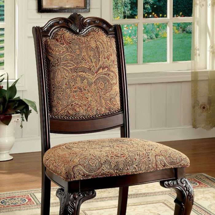 Bellagio Brown Cherry/Brown Fabric Side Chair (Set of 2) - Ornate Home