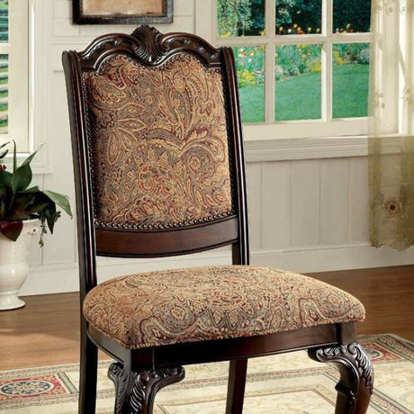 Bellagio Brown Cherry/Brown Fabric Side Chair (Set of 2) - Ornate Home