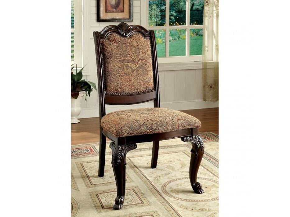 Bellagio Brown Cherry/Brown Fabric Side Chair (Set of 2) - Ornate Home